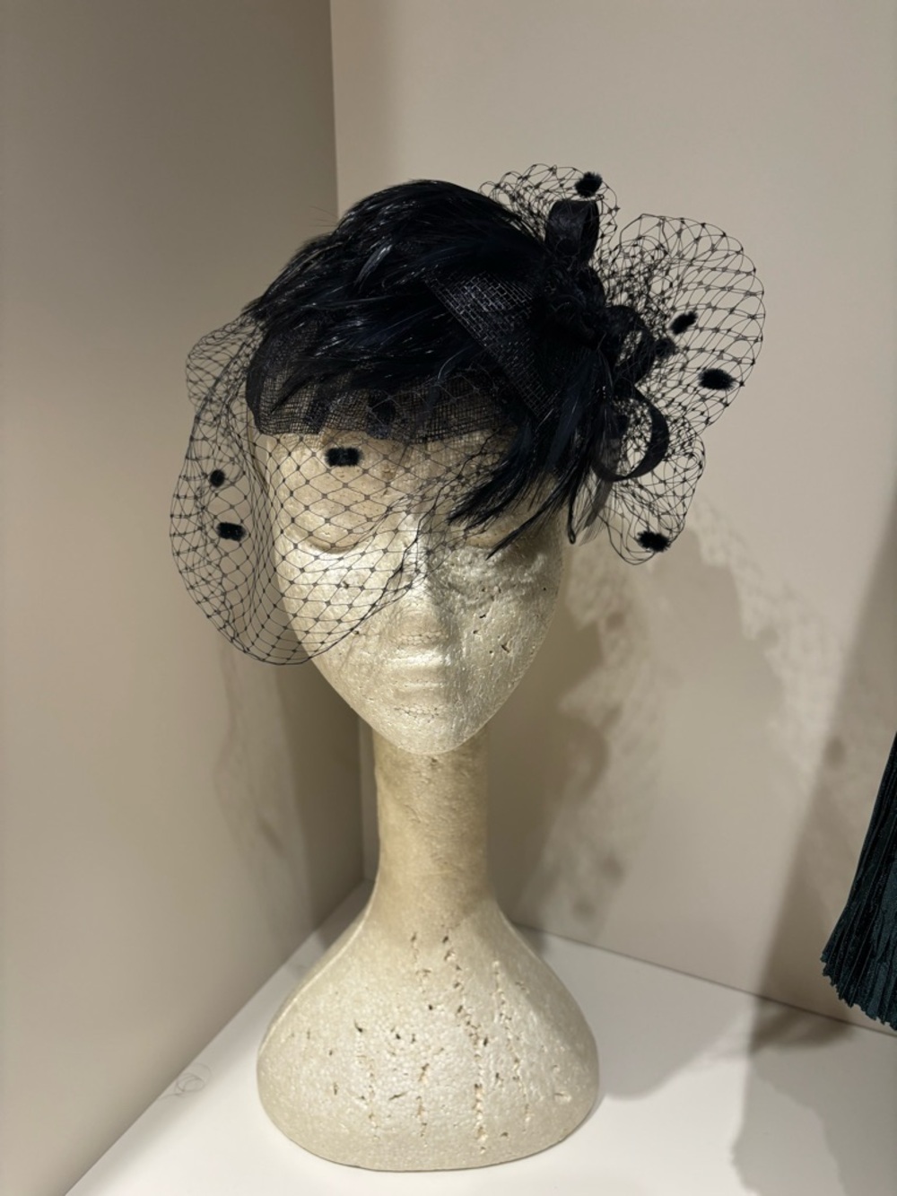 Black Veiled Feather and lace Fascinator Hat - Women Accessories